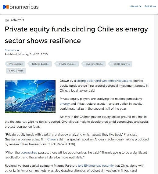 Private equity funds circling Chile as energy sector shows resilience